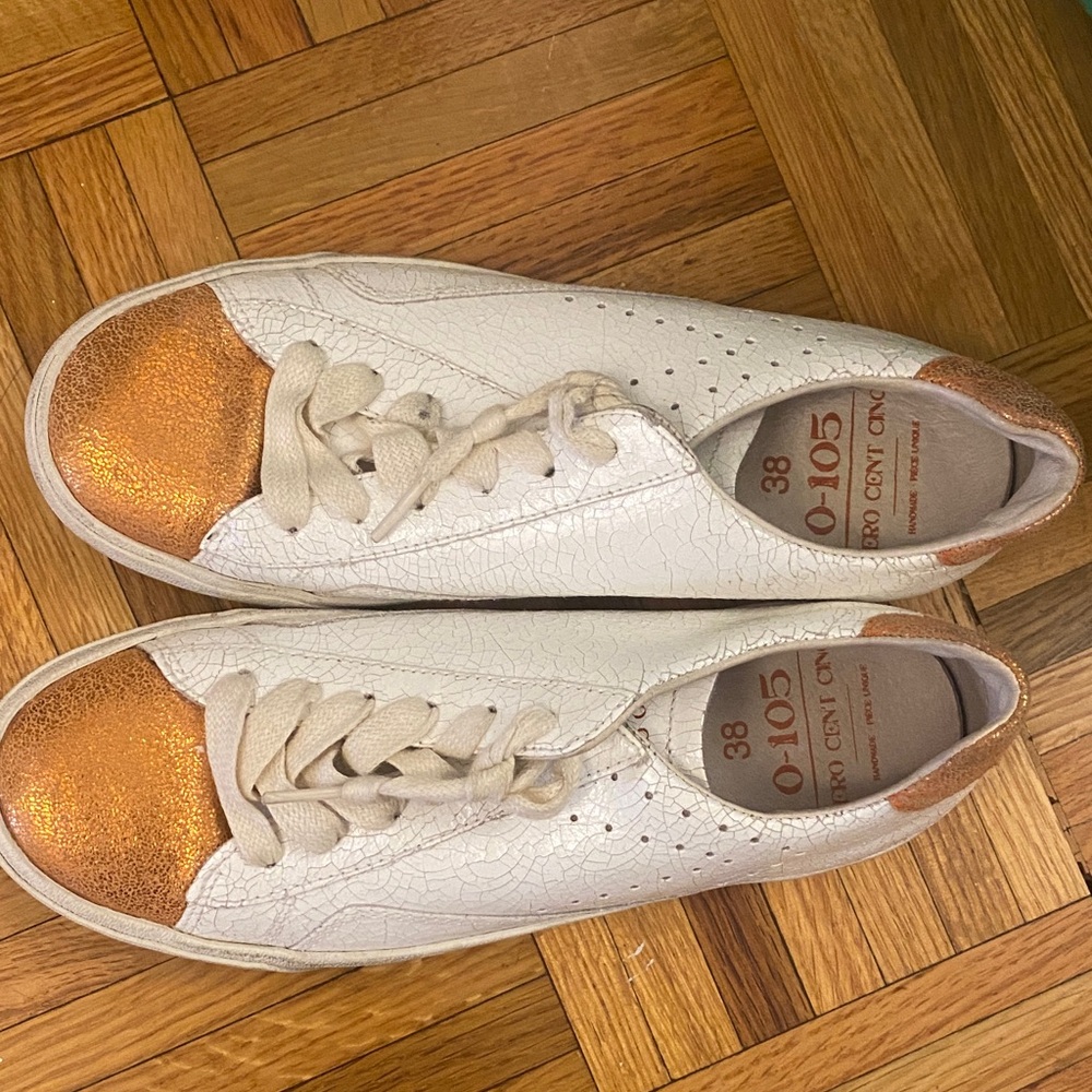 Zero Cent Cinq White and Rose Gold Sneakers